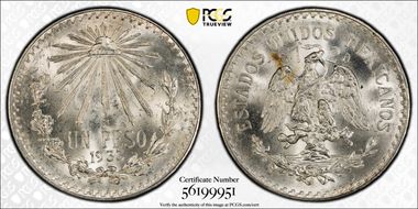 1933-M Peso KM-455  Ag MS65
