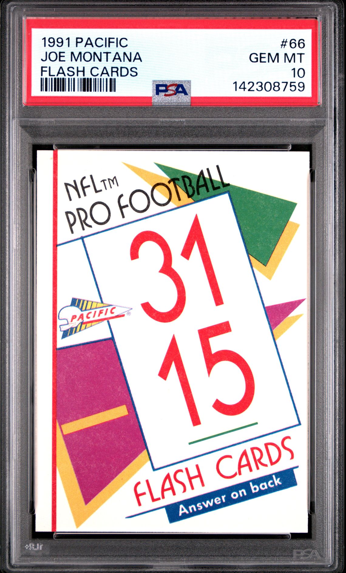 1991 Pacific PACIFIC FLASH CARDS #66 Joe Montana front