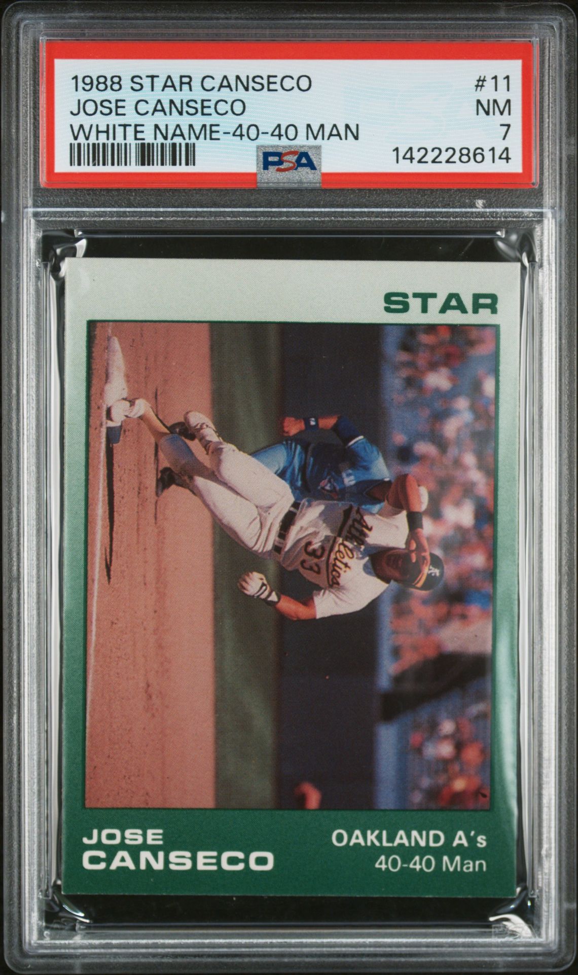 1988 STAR CANSECO-WHITE NAME 40-40 MAN #11 Jose Canseco front