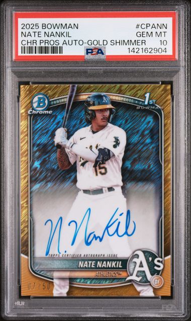 2025 Bowman Bowman Chrome Gold Shimmer Nate Nankil front