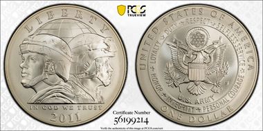 2011-S $1 United States Army MS70