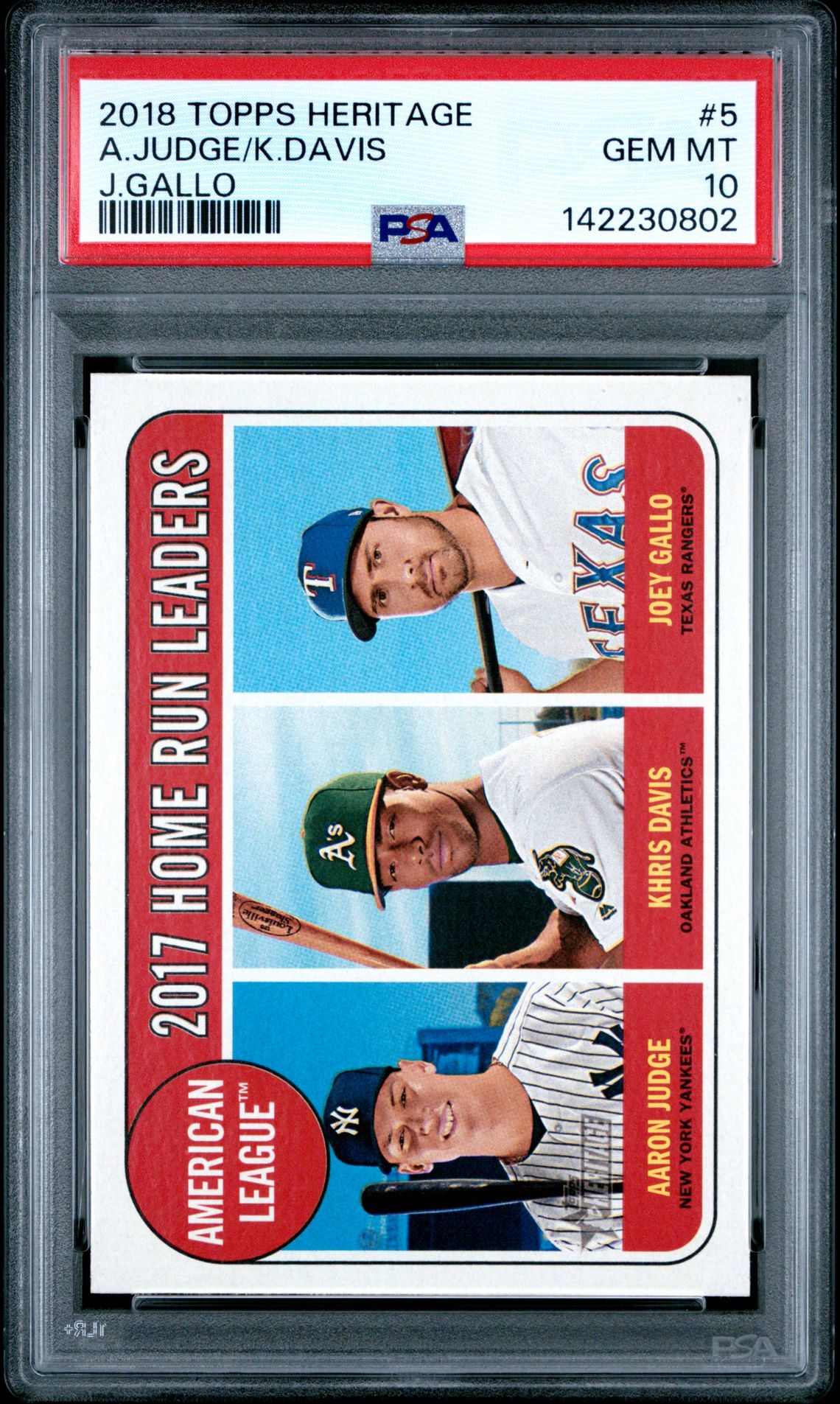 2018 Topps Heritage TOPPS HERITAGE J.GALLO #5 A.Judge/K.Davis front