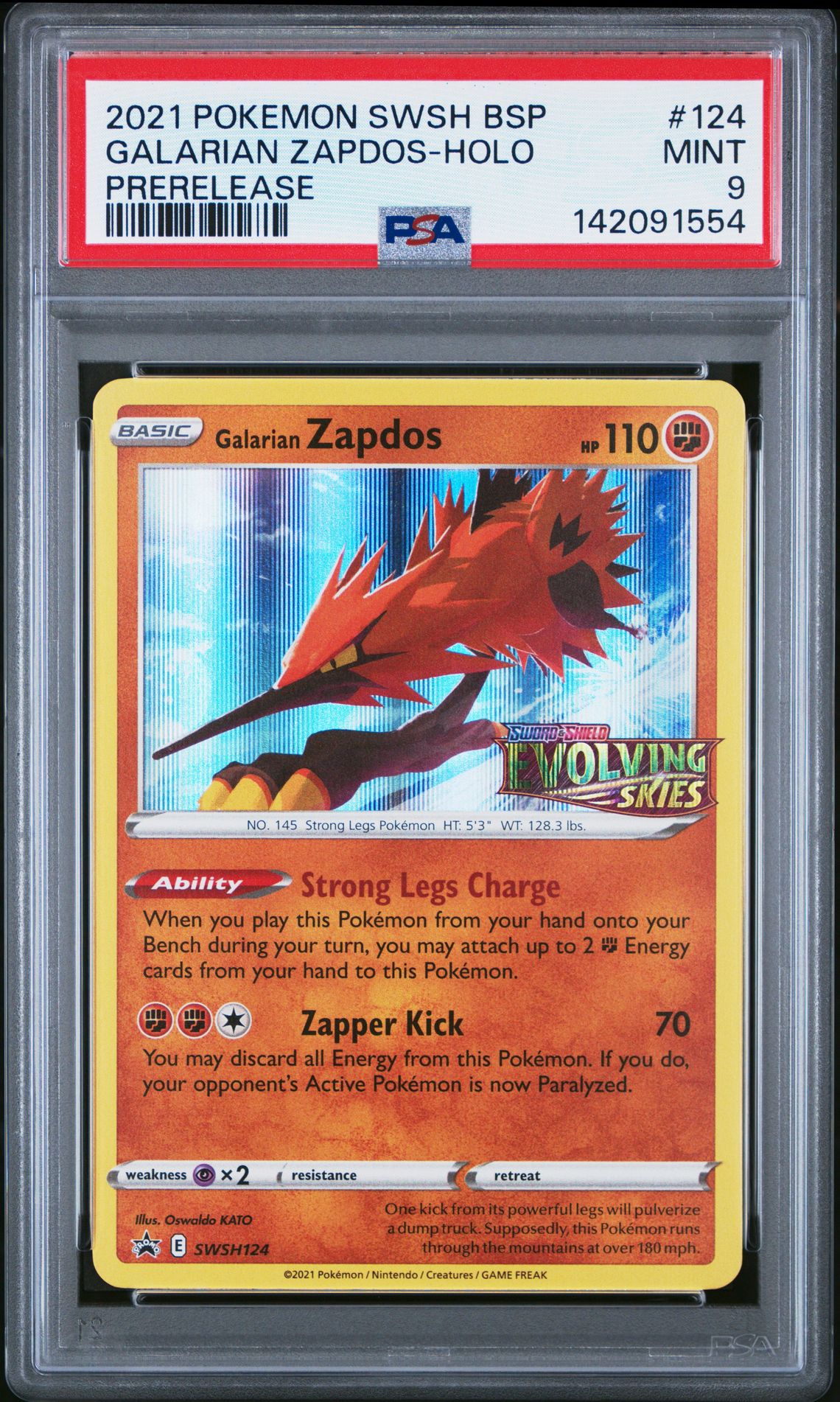 2021 Pokemon #124 Galarian Zapdos-Holo front