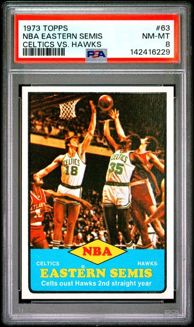 1973 Topps TOPPS CELTICS VS. HAWKS #63 Nba Eastern Semis front
