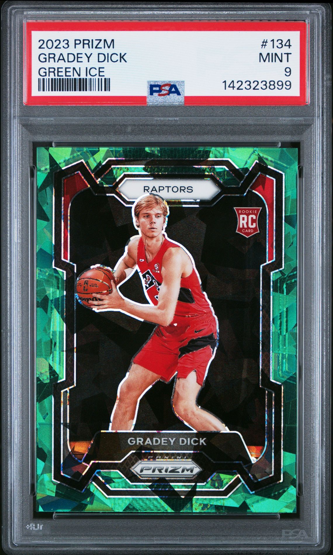 2023 Panini Prizm Gradey Dick #134 (Green Ice) Mint 9 front