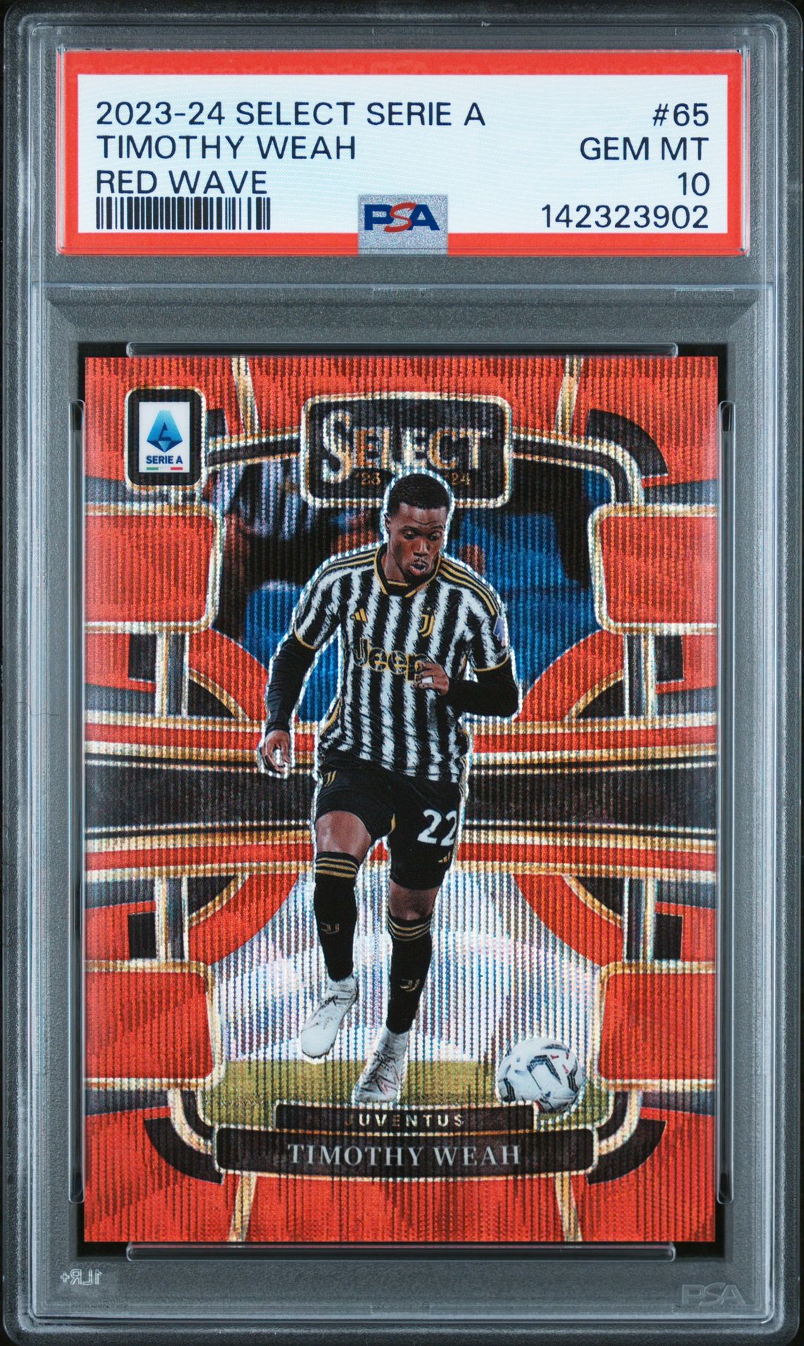 2023-24 Panini Select Serie A Timothy Weah #65 (Red Wave) Gem Mt 10 front