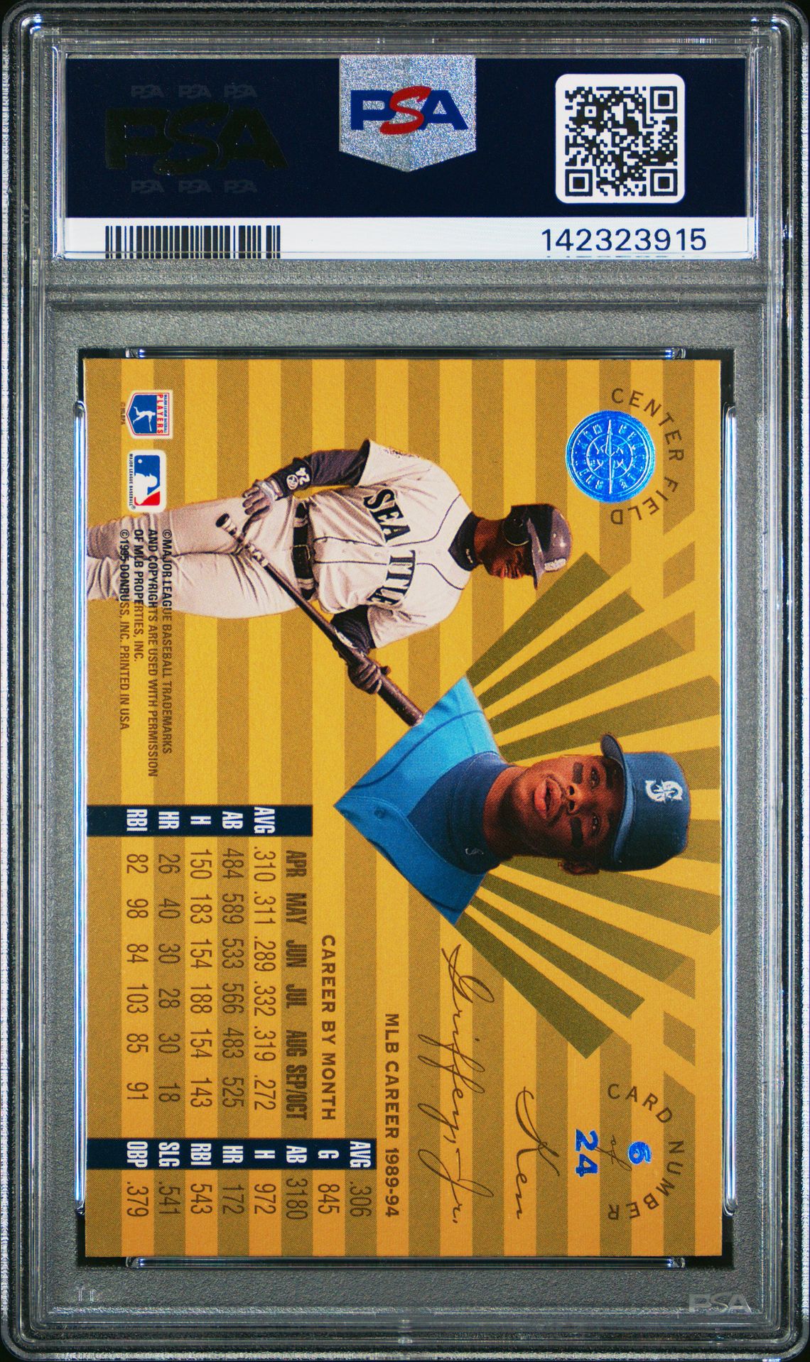 1995 Leaf Limited Gold Ken Griffey Jr. #6 (Gold) Mint 9 back