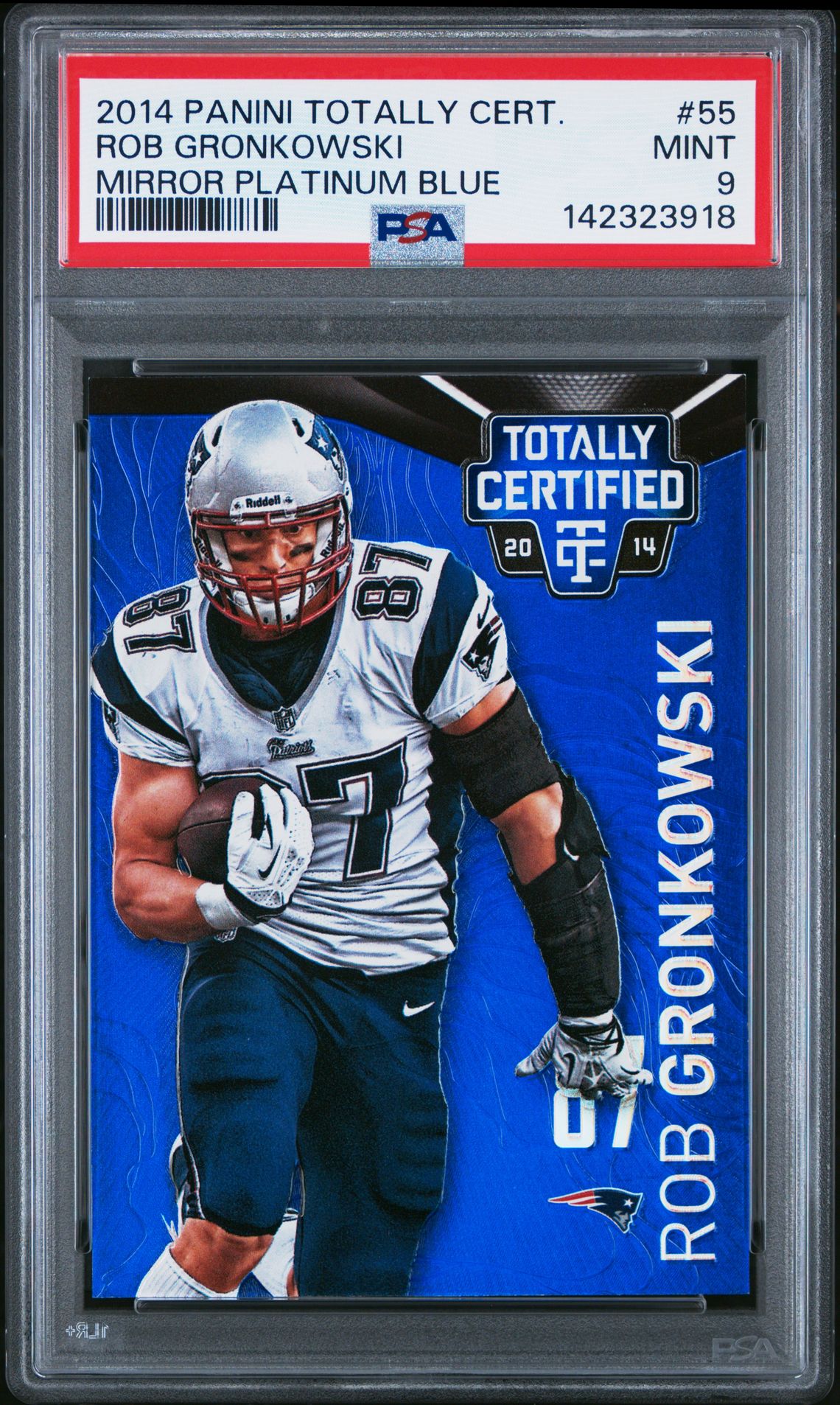 2014 Panini Totally Certified Rob Gronkowski #55 (Mirror Platinum Blue) Mint 9 front
