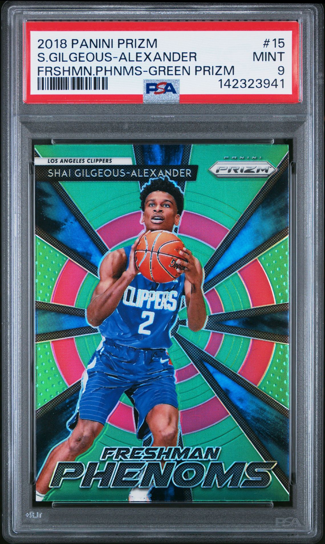 2018 Panini Prizm Freshman Phenoms S.gilgeous-Alexander #15 (Frshmn.phnms-Green Prizm) Mint 9 front