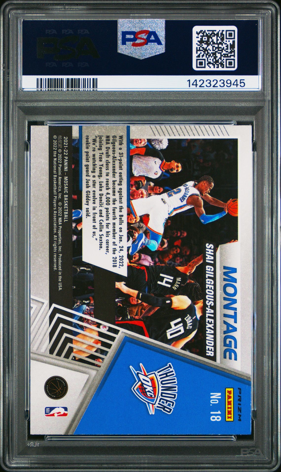 2021 Panini Mosaic Montage S.gilgeous-Alexander #18 (Montage-Mosaic) Mint 9 back