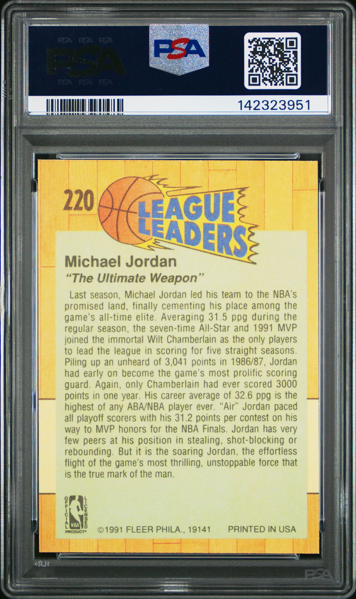 1991 Fleer Michael Jordan #220 Nm-Mt 8 back