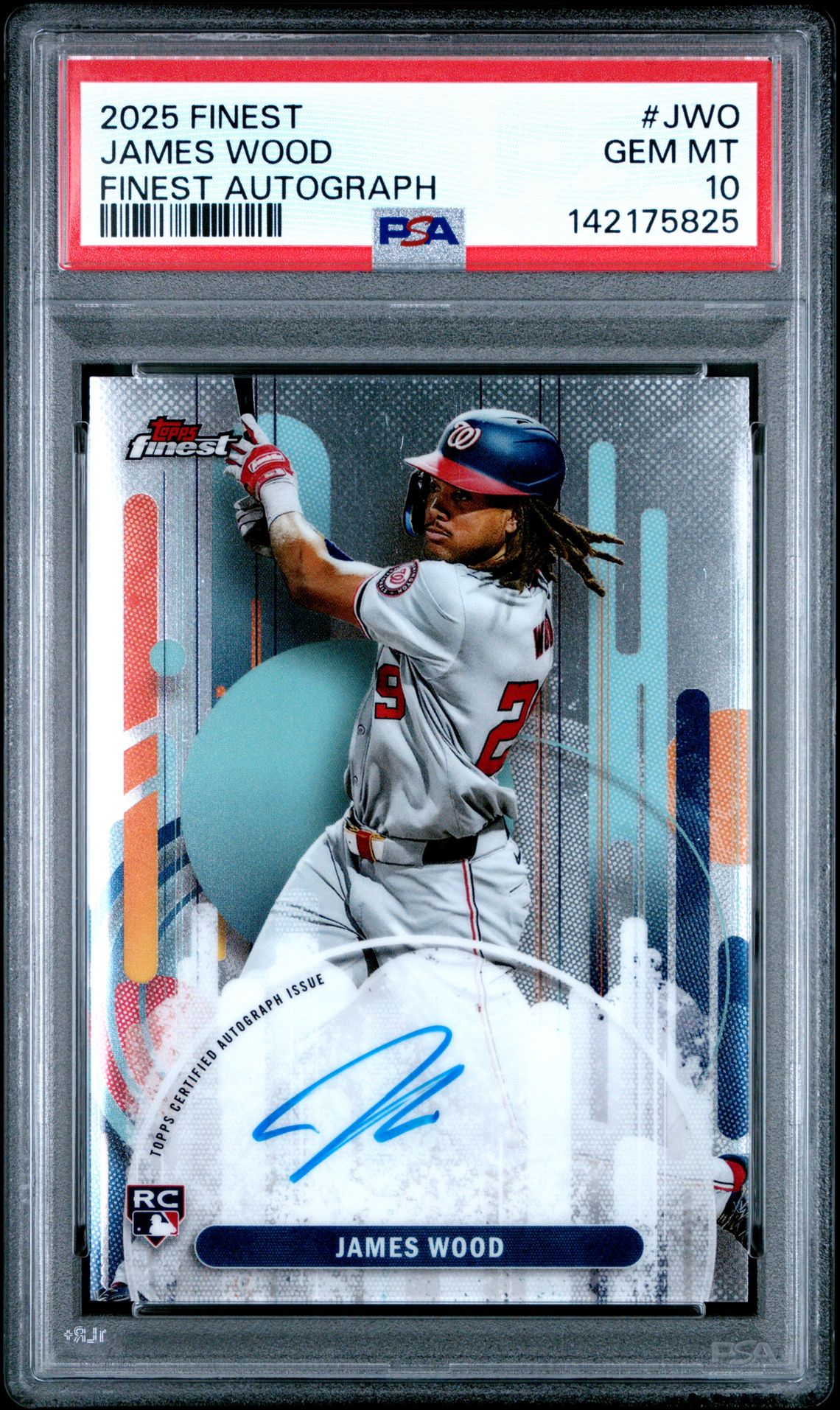 2025 Topps Finest Finest Autographs James Wood #Jwo Gem Mt 10 front