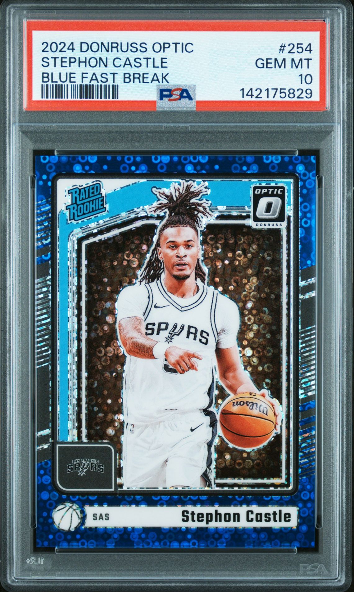2024 Panini Donruss Optic Stephon Castle #254 (Blue Fast Break) Gem Mt 10 front