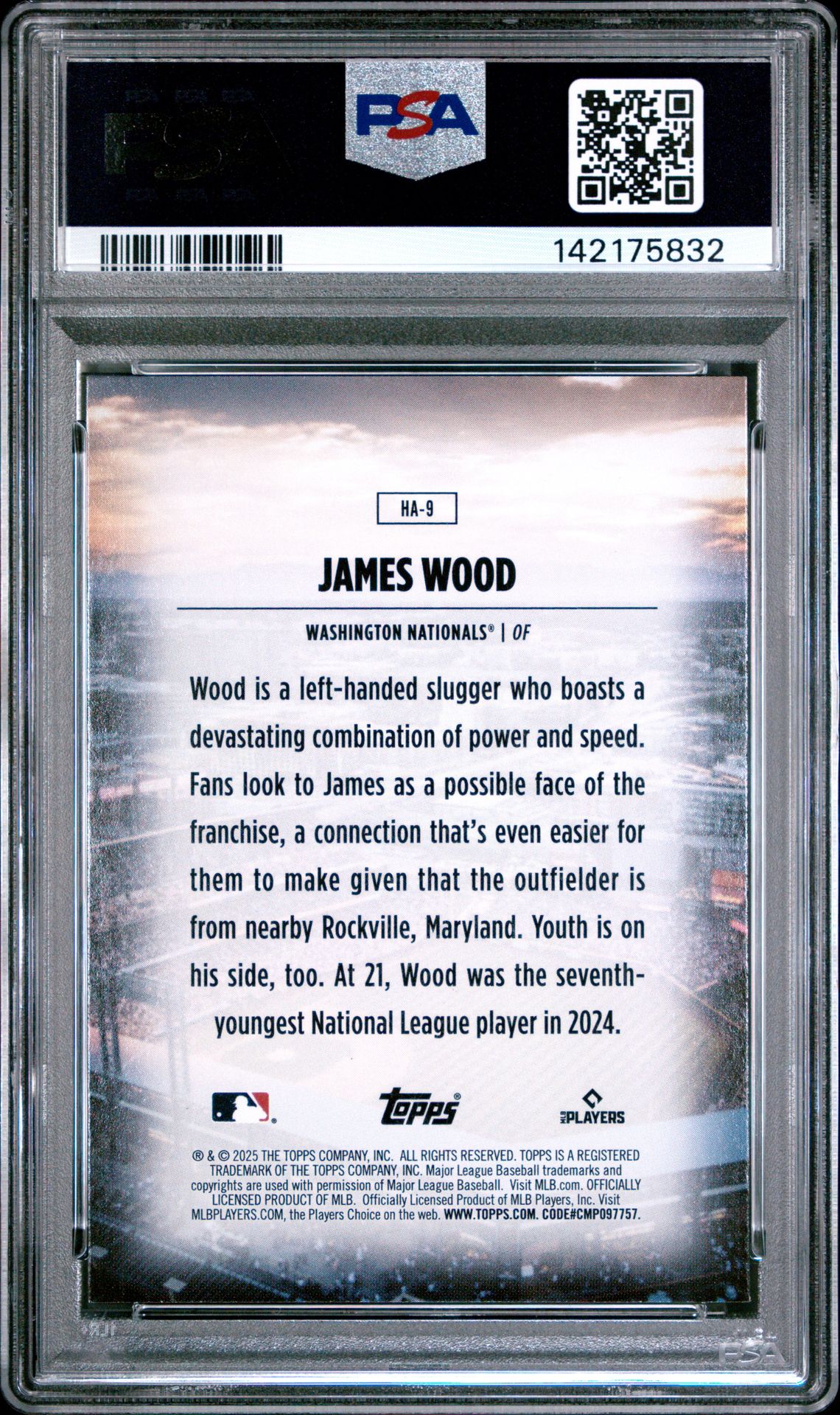 2025 Topps Home Field Advantage James Wood #Ha9 Mint 9 back