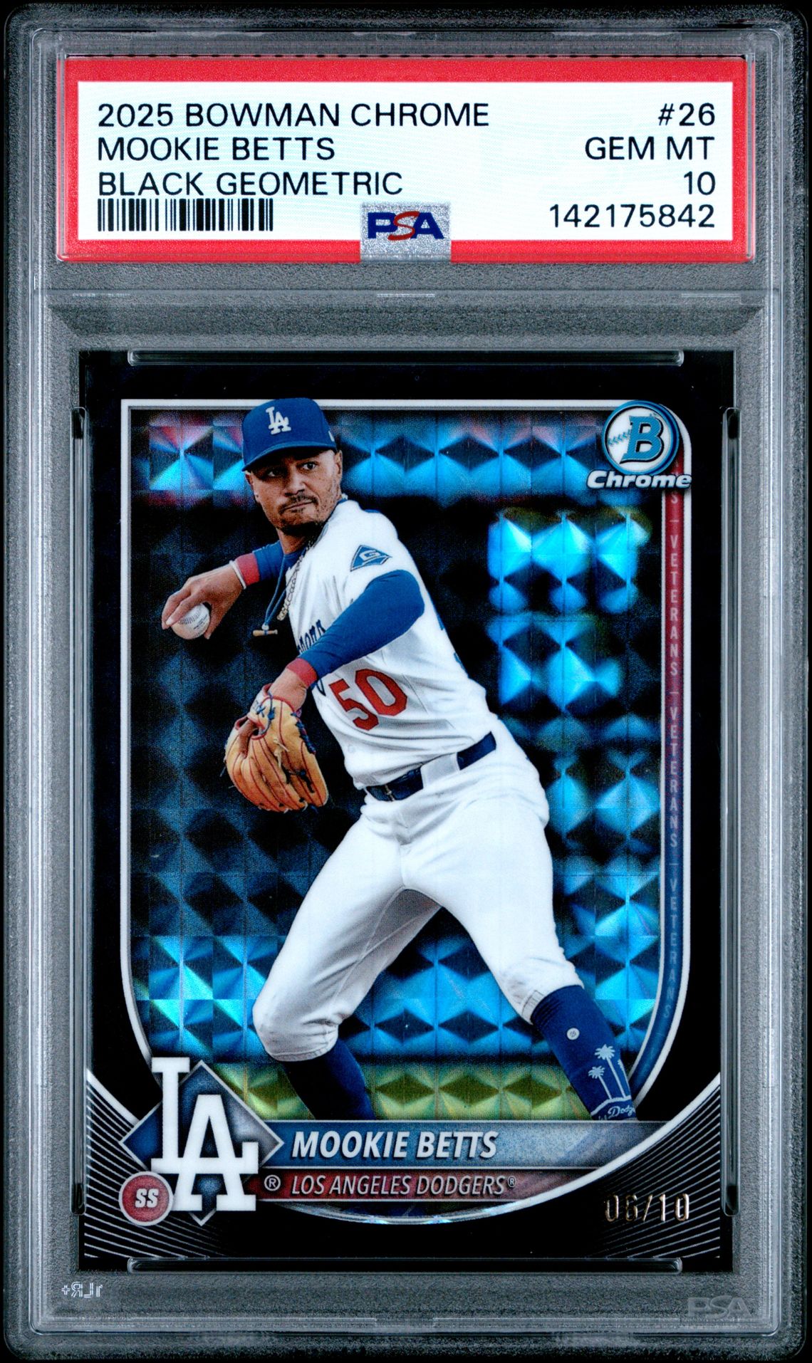 2025 Bowman Chrome Mookie Betts #26 (Black Geometric) Gem Mt 10 front