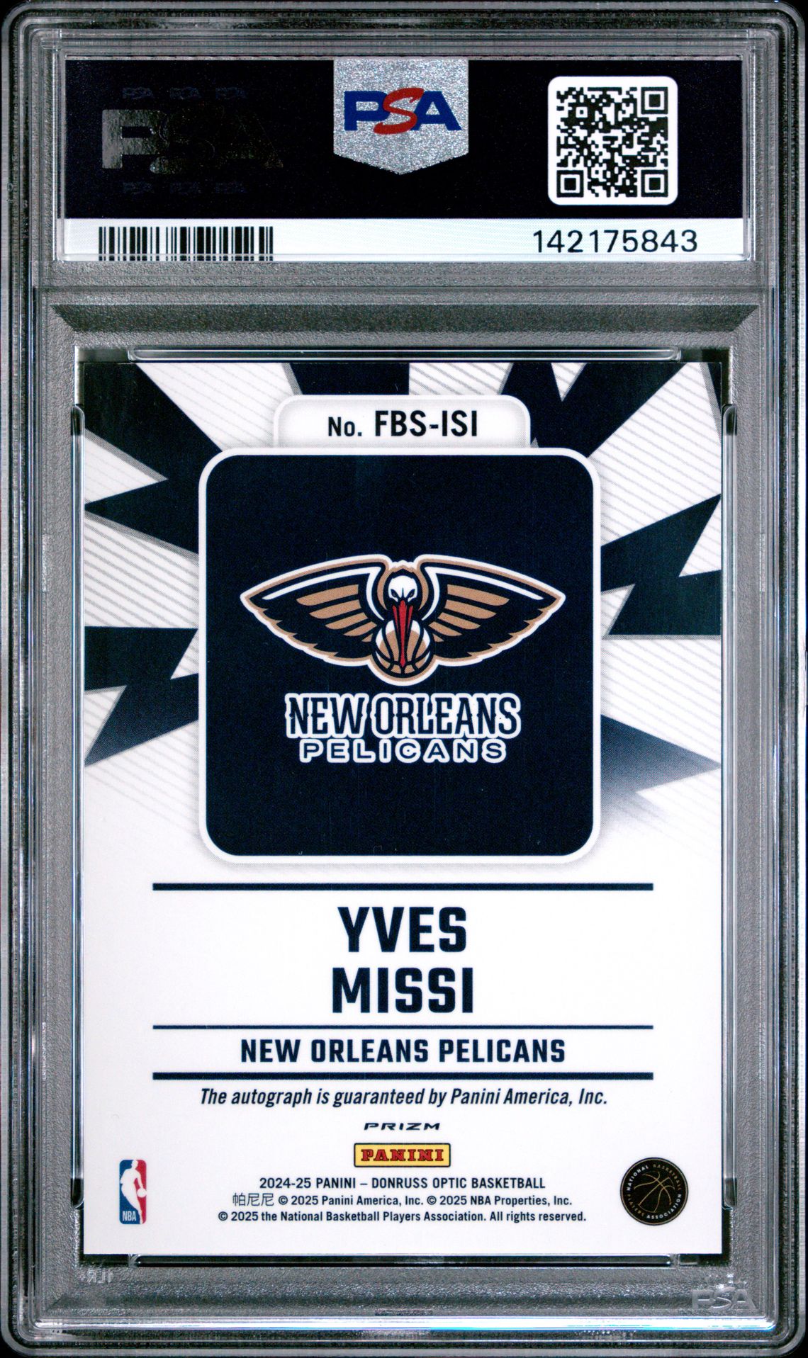 2024 Panini Donruss Optic Fast Break Signatures Yves Missi #Fbs-Isi Mint 9 back