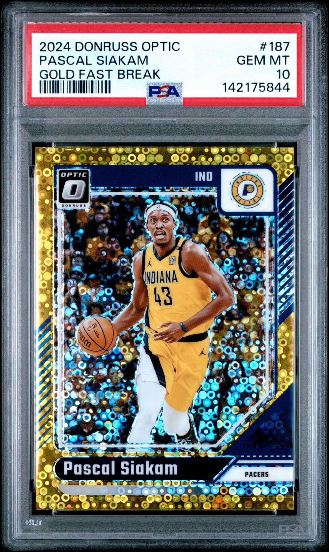 2024 Panini Donruss Optic Pascal Siakam #187 (Gold Fast Break) Gem Mt 10 front