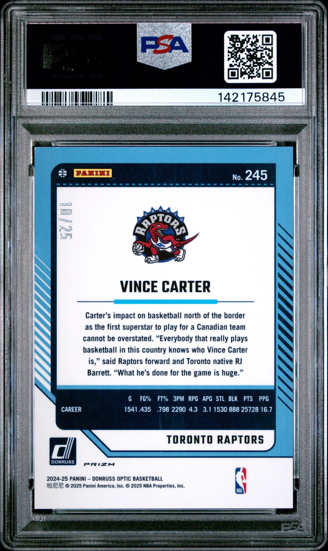 2024 Panini Donruss Optic Vince Carter #245 (Pink Fast Break) Nm-Mt 8 back