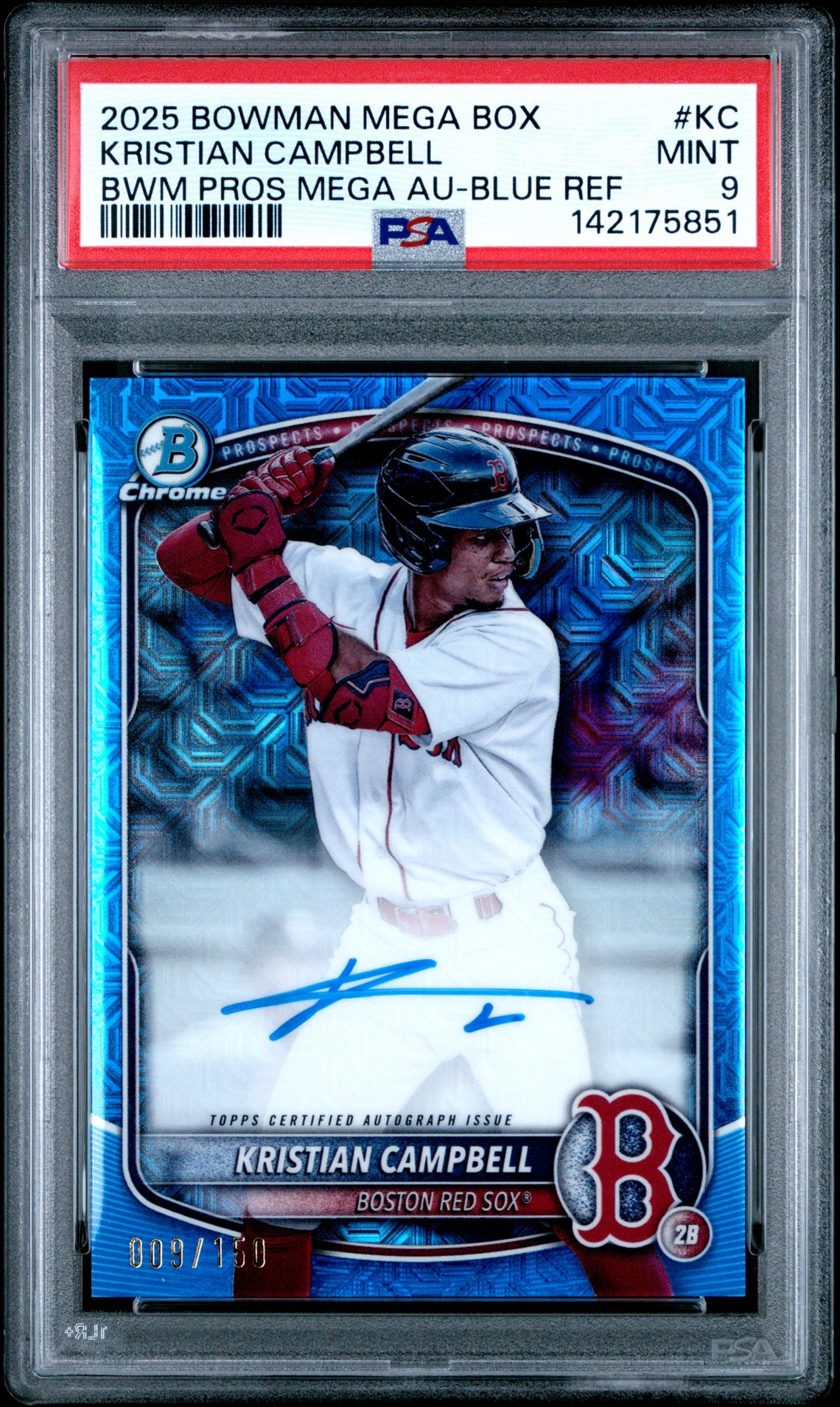 2025 Bowman Mega Box Bowman Prospect Mega Autographs Kristian Campbell #Kc (Bwm Pros Mega Au-Blue Ref) Mint 9 front