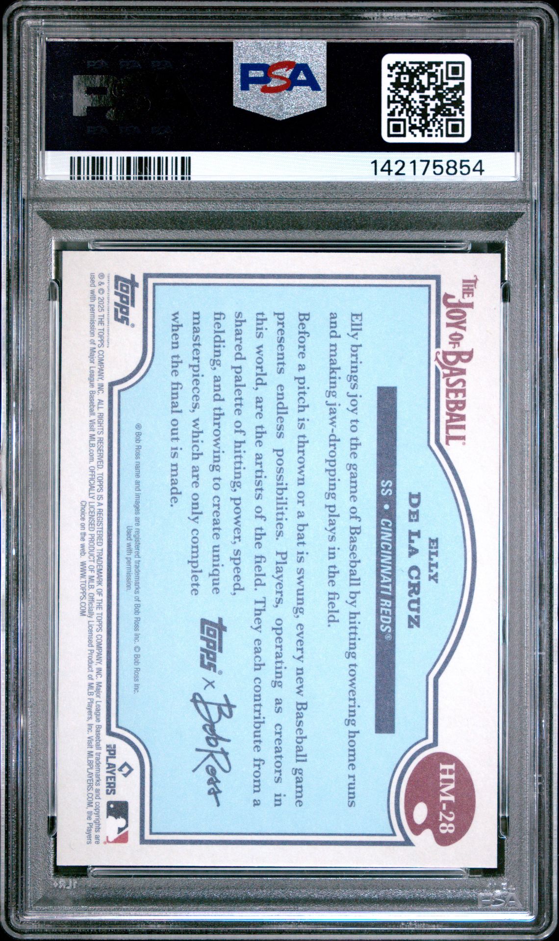 2025 Topps X Bob Ross The Joy Of Baseball Elly De La Cruz #Hm-28 (Happy Mistakes) Gem Mt 10 back