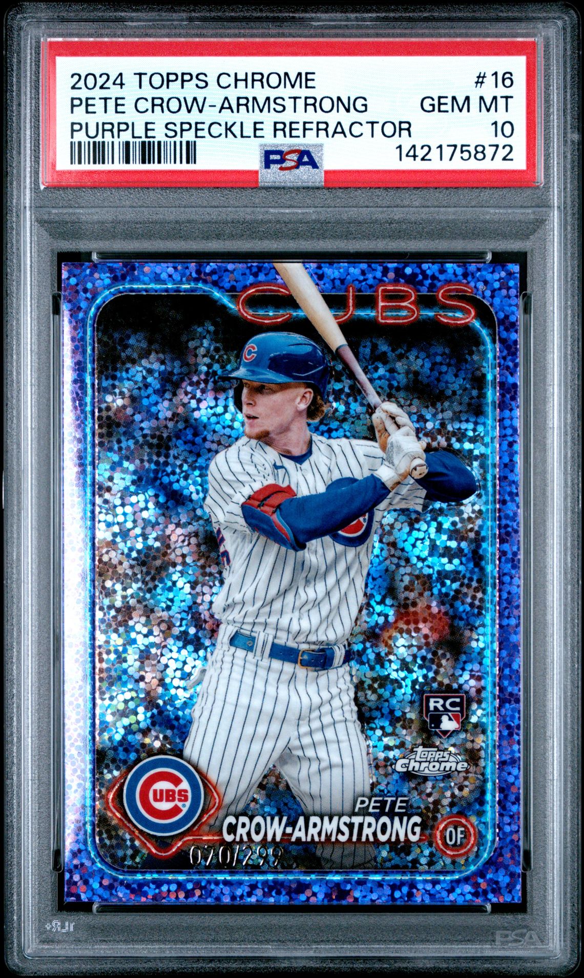 2024 Topps Chrome Pete Crow-Armstrong #16 (Purple Speckle Refractor) Gem Mt 10 front