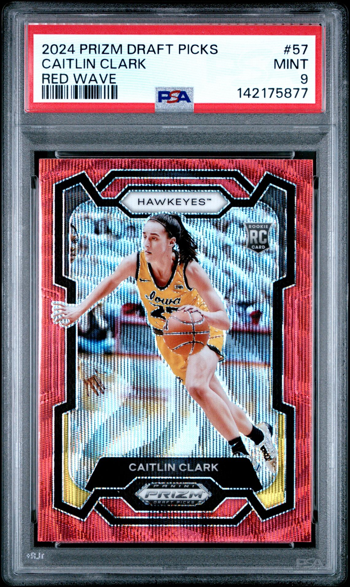 2024 Panini Prizm Draft Picks Caitlin Clark #57 (Red Wave) Mint 9 front