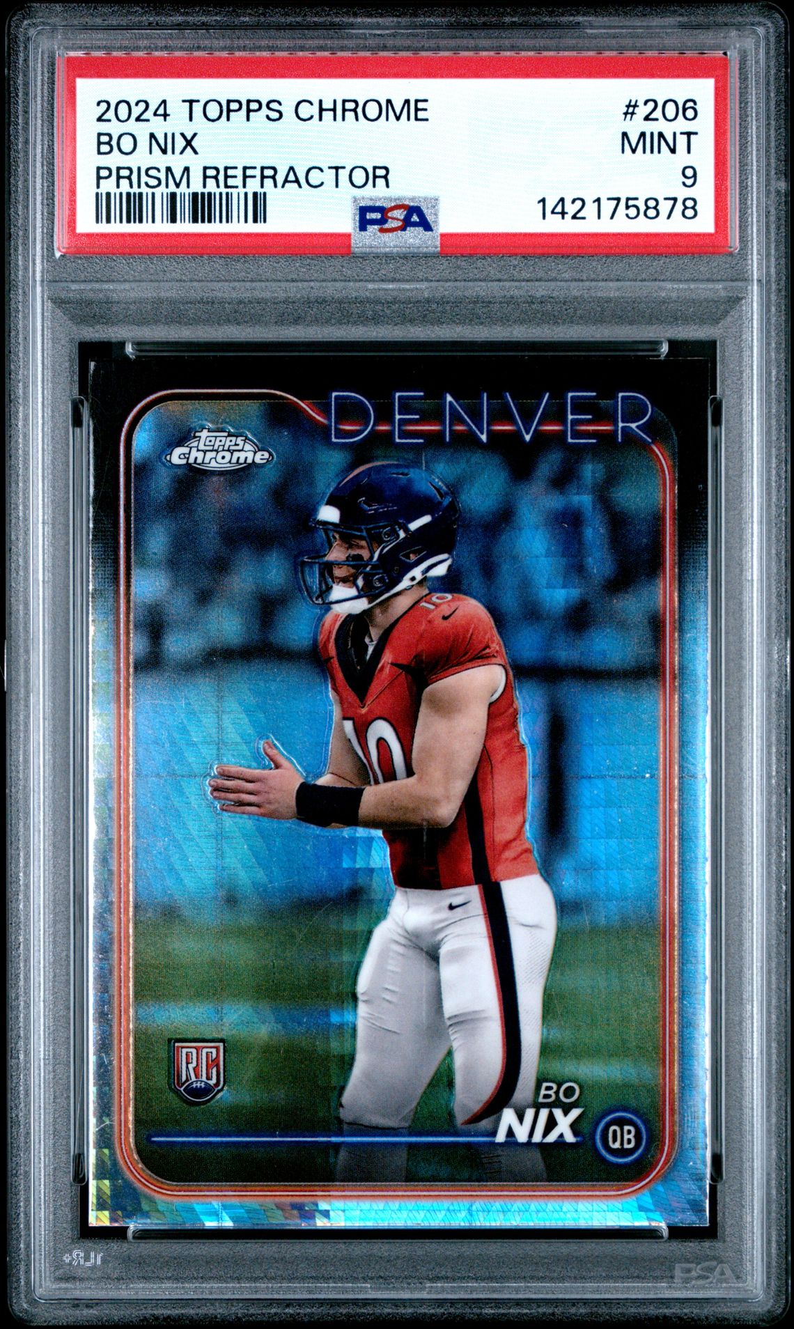 2024 Topps Chrome Bo Nix #206 (Prism Refractor) Mint 9 front