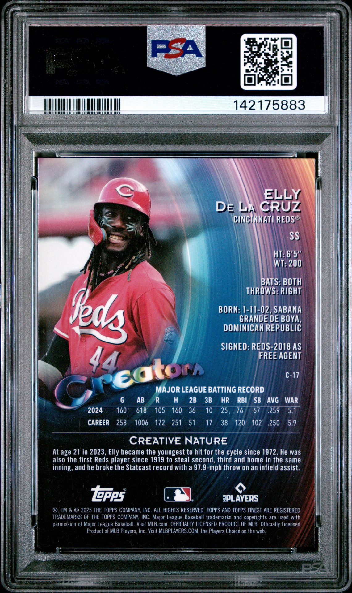 2025 Topps Finest Creators Elly De La Cruz #C17 (Creators-Purple