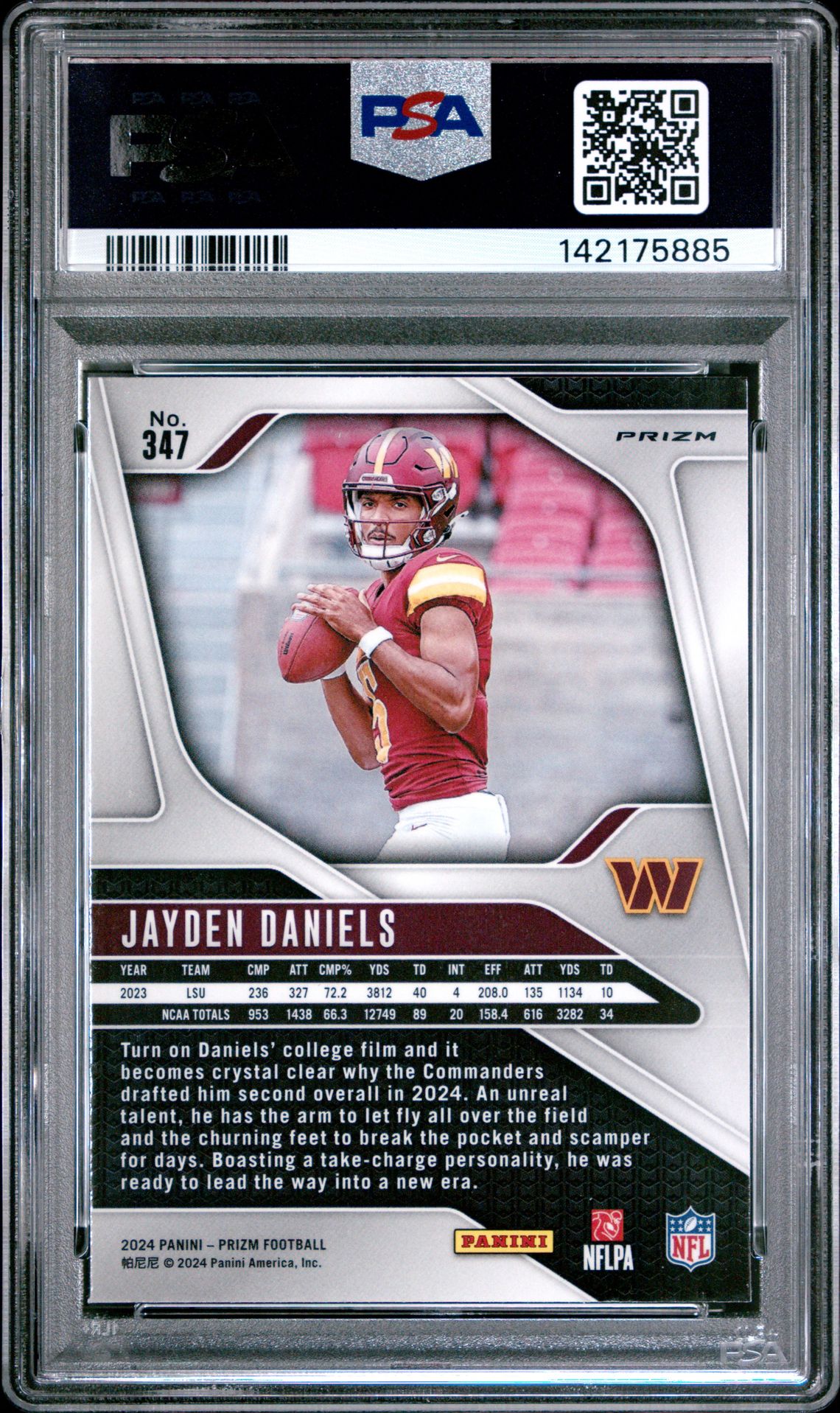 2024 Panini Prizm Jayden Daniels #347 (Silver Prizm) Nm-Mt 8 back