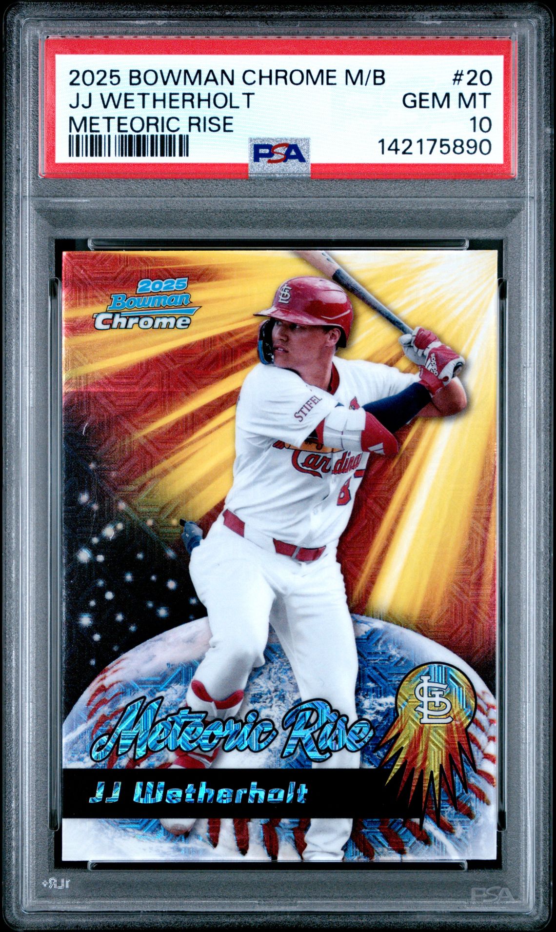 2025 Bowman Chrome Mega Box Meteoric Rise Jj Wetherholt #20 Gem Mt 10 front
