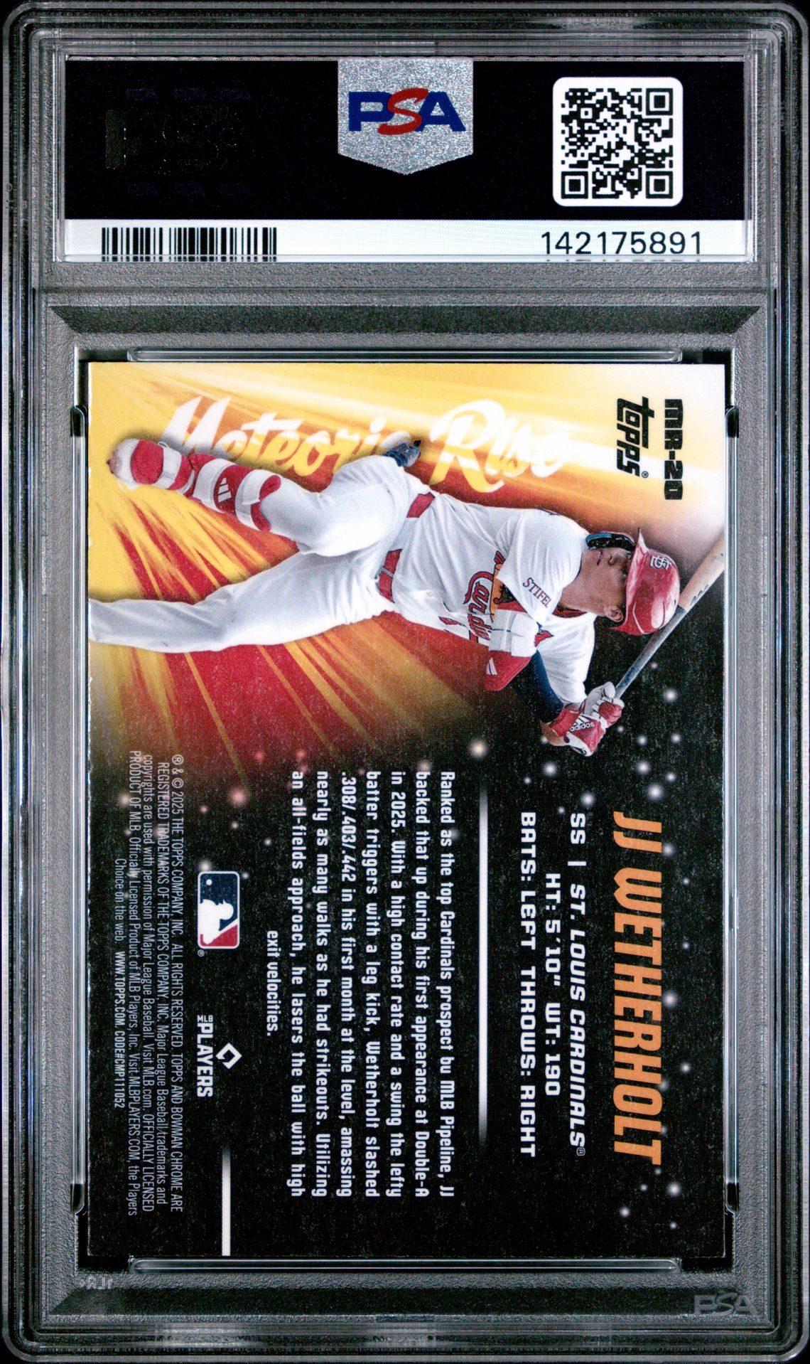 2025 Bowman Chrome Mega Box Meteoric Rise Jj Wetherholt #20 Nm-Mt 8 back
