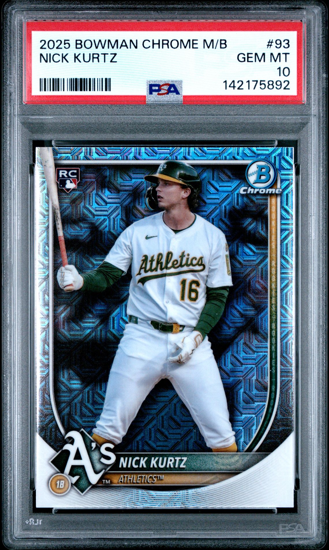 2025 Bowman Chrome Mega Box Nick Kurtz #93 Gem Mt 10 front