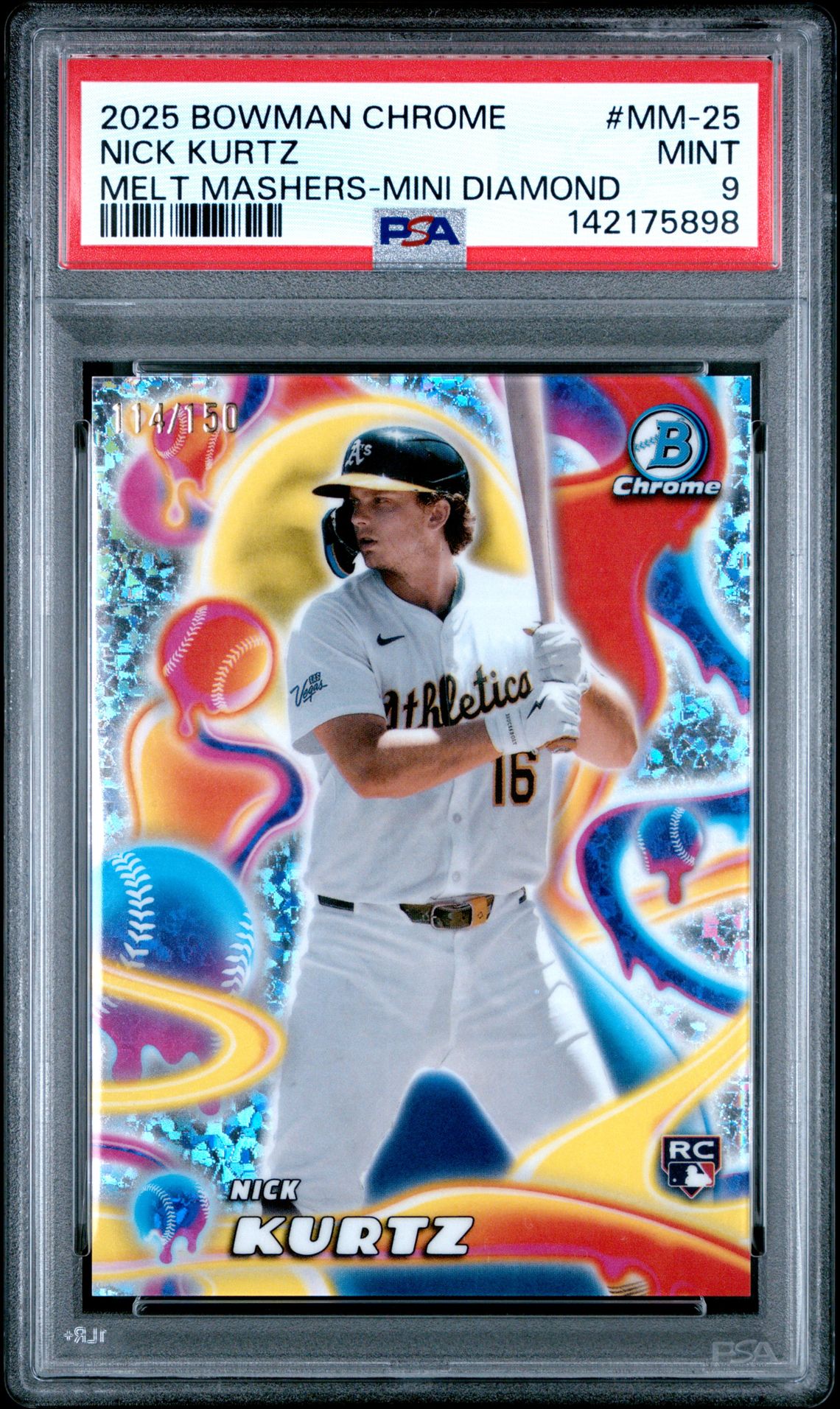 2025 Bowman Chrome Melt Mashers Nick Kurtz #Mm-25 (Melt Mashers-Mini Diamond) Mint 9 front