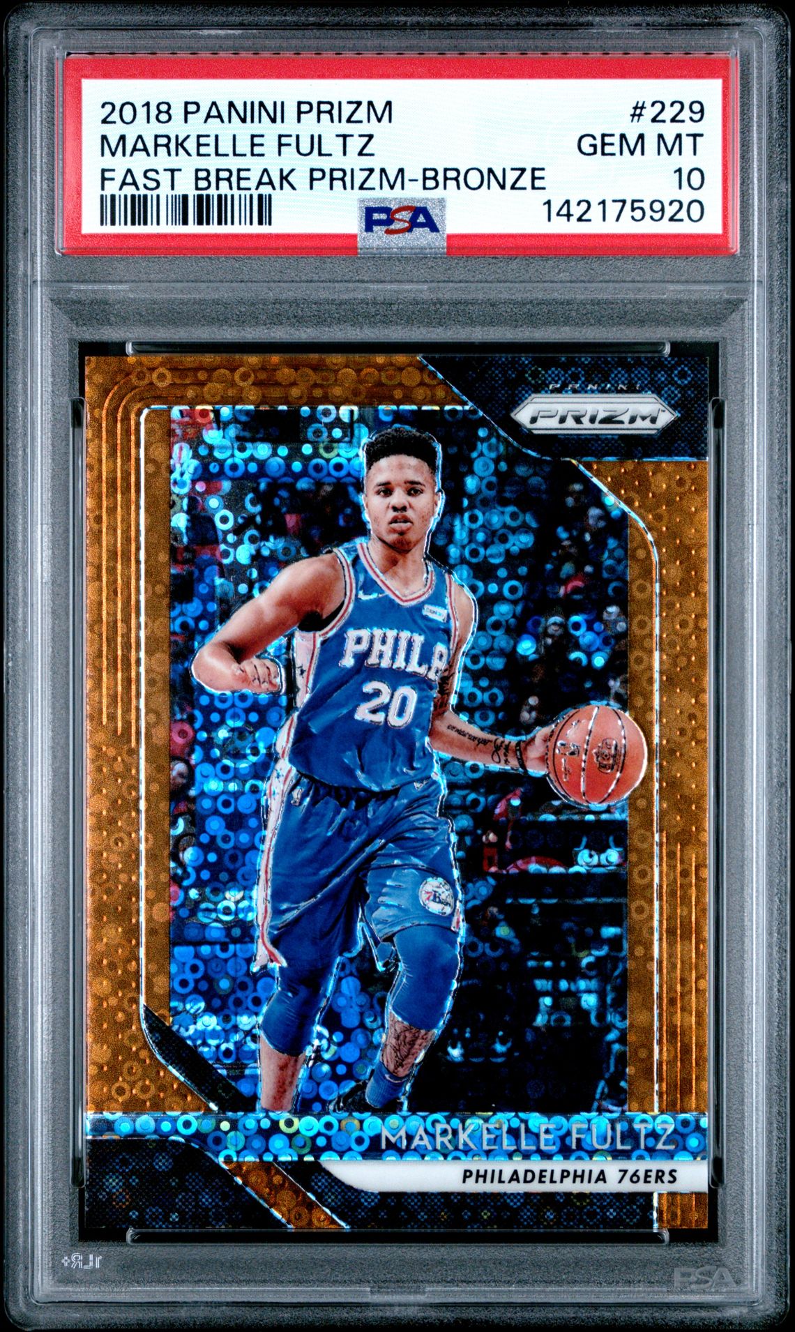 2018 Panini Prizm Markelle Fultz #229 (Fast Break Prizm-Bronze) Gem Mt 10 front