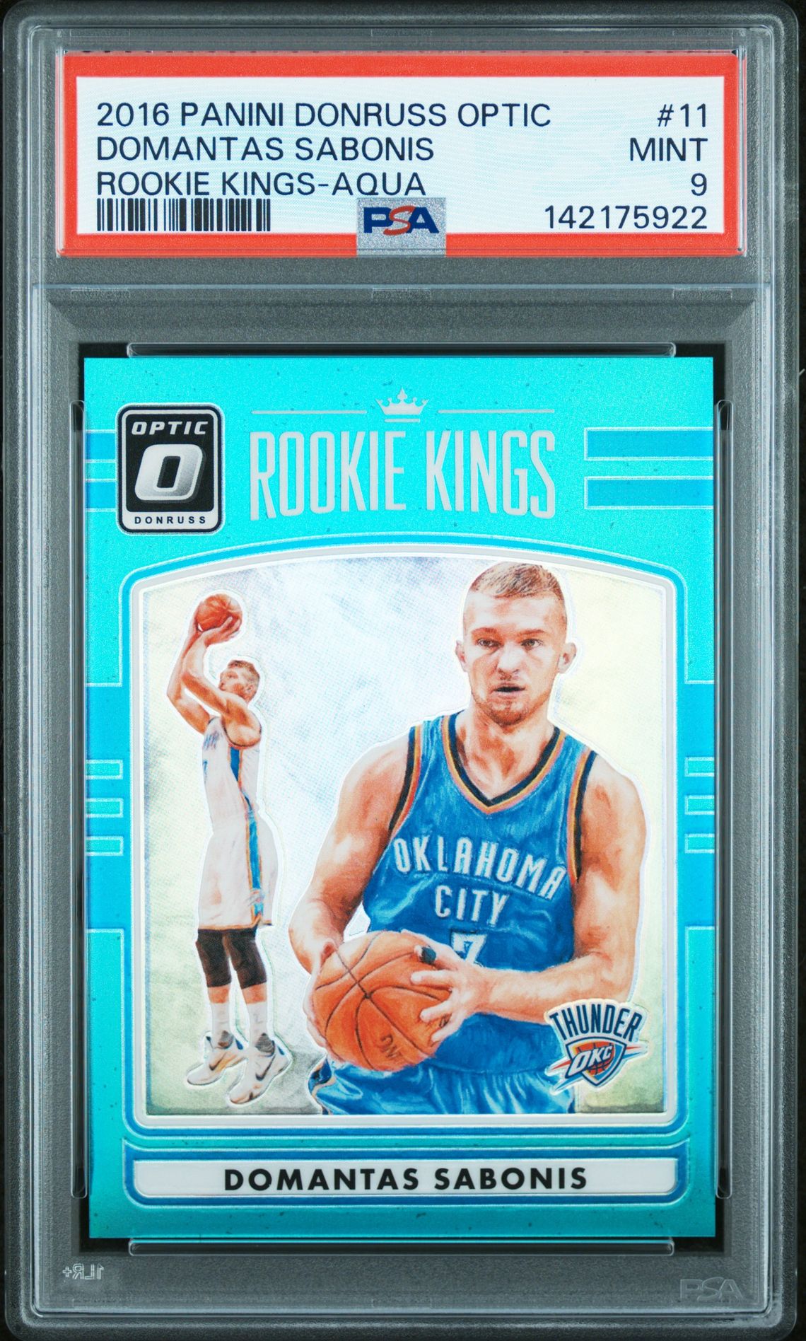 2016 Panini Donruss Optic Rookie Kings Domantas Sabonis #11 (Rookie Kings-Aqua) Mint 9 front