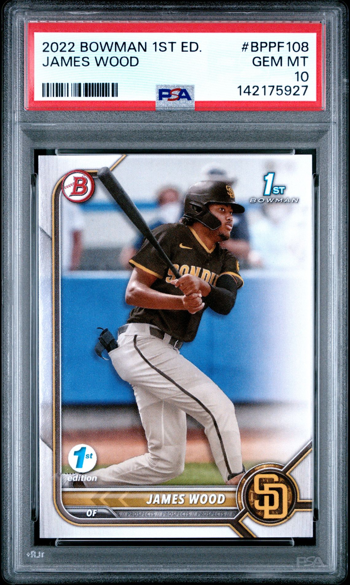 2022 Bowman 1St Edition James Wood #Bppf108 Gem Mt 10 front