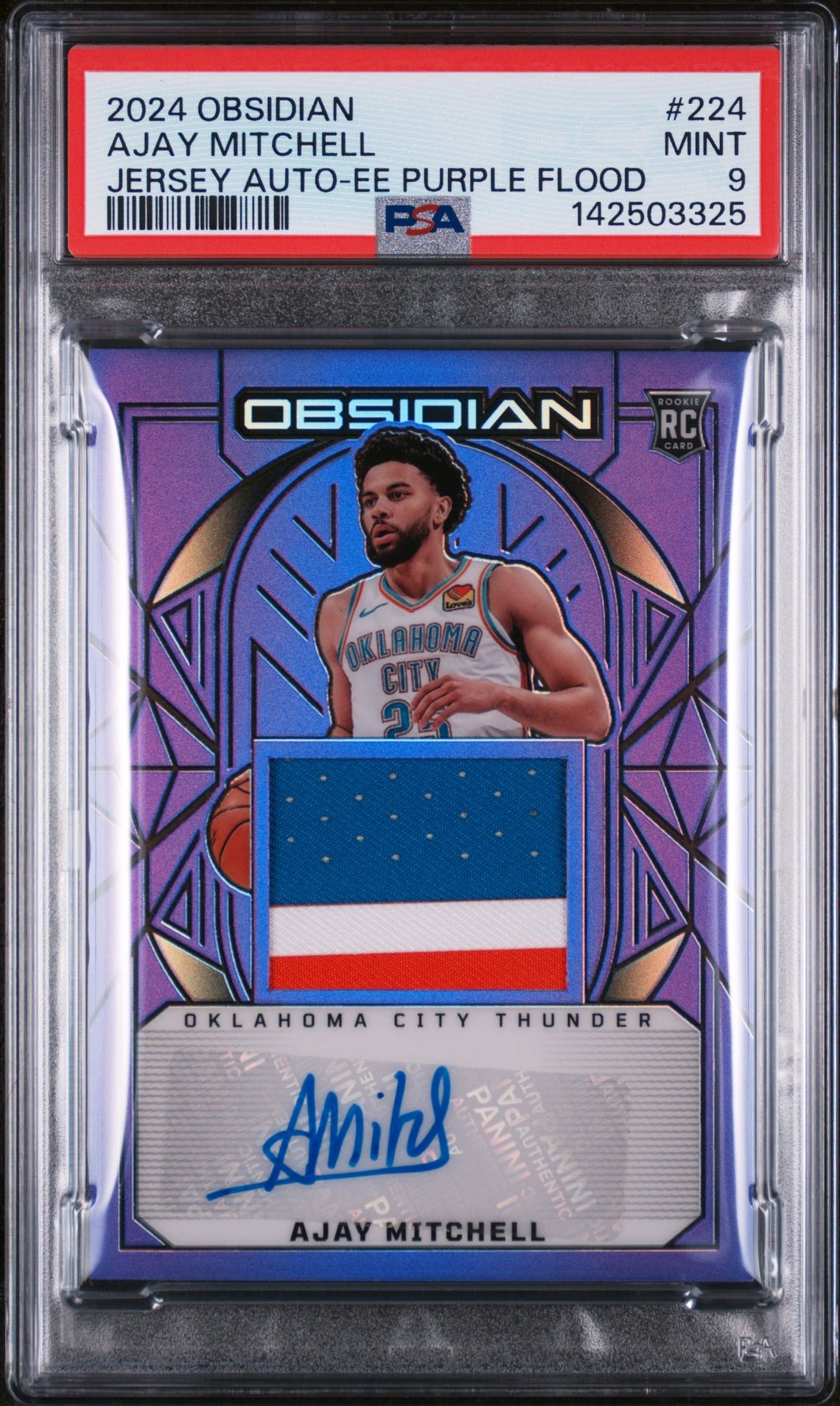 2024 Panini PANINI OBSIDIAN JERSEY AUTO-EE PURPLE FLOOD #224 Ajay Mitchell front