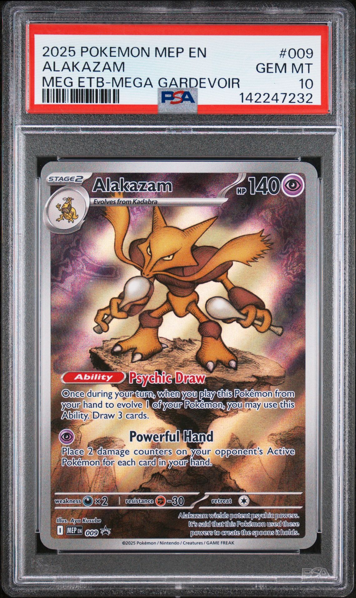2025 Pokemon POKEMON MEP EN-ME BLACK STAR PROMO MEG ETB-MEGA GARDEVOIR #009 Alakazam front