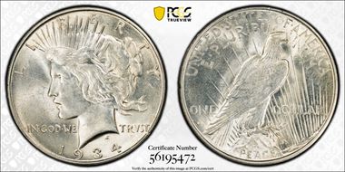 1934-D $1 AU58
