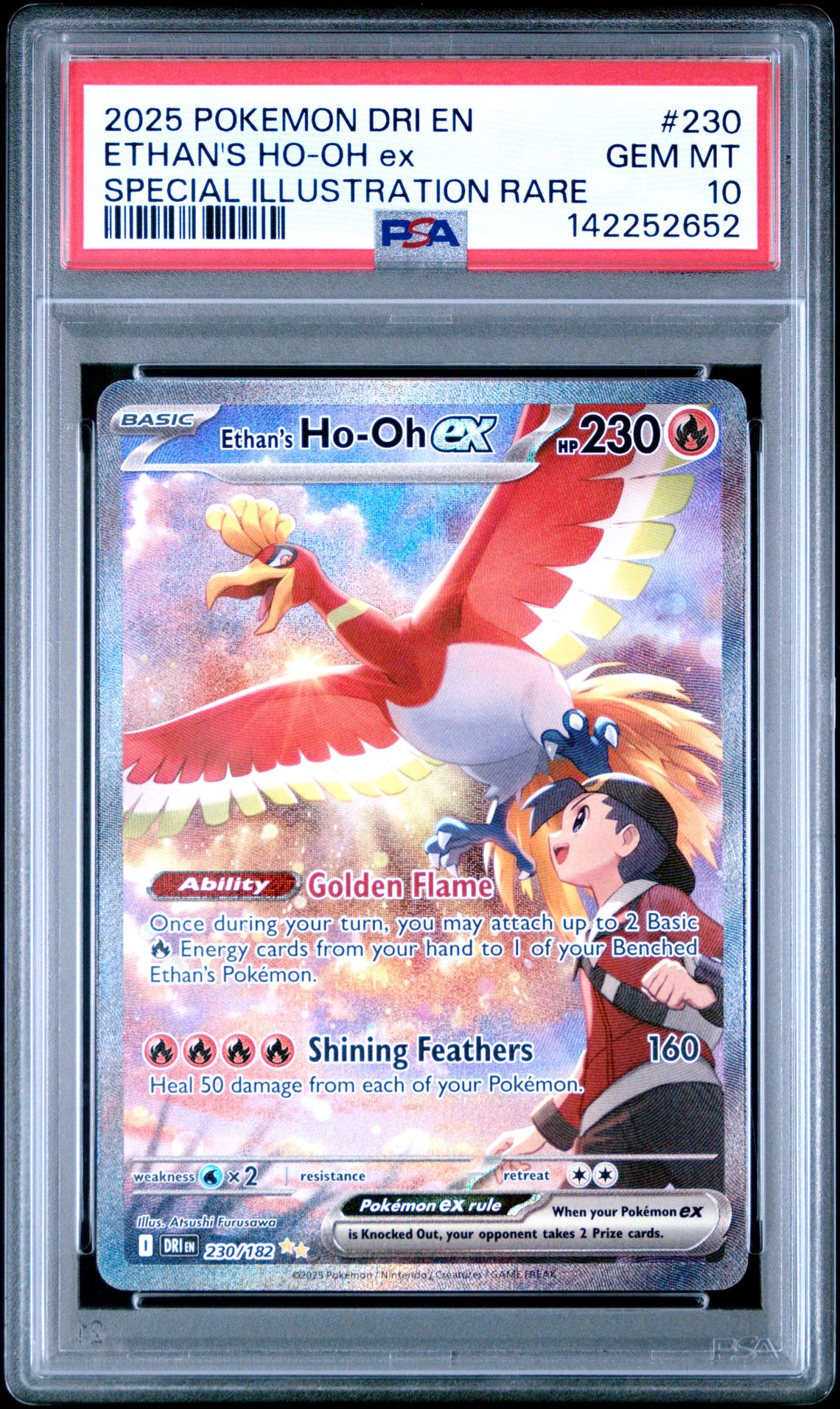 2025 Pokemon Dri En-Destined Rivals Ethan's Ho-Oh Ex #230 (Special Illustration Rare) Gem Mt 10 front