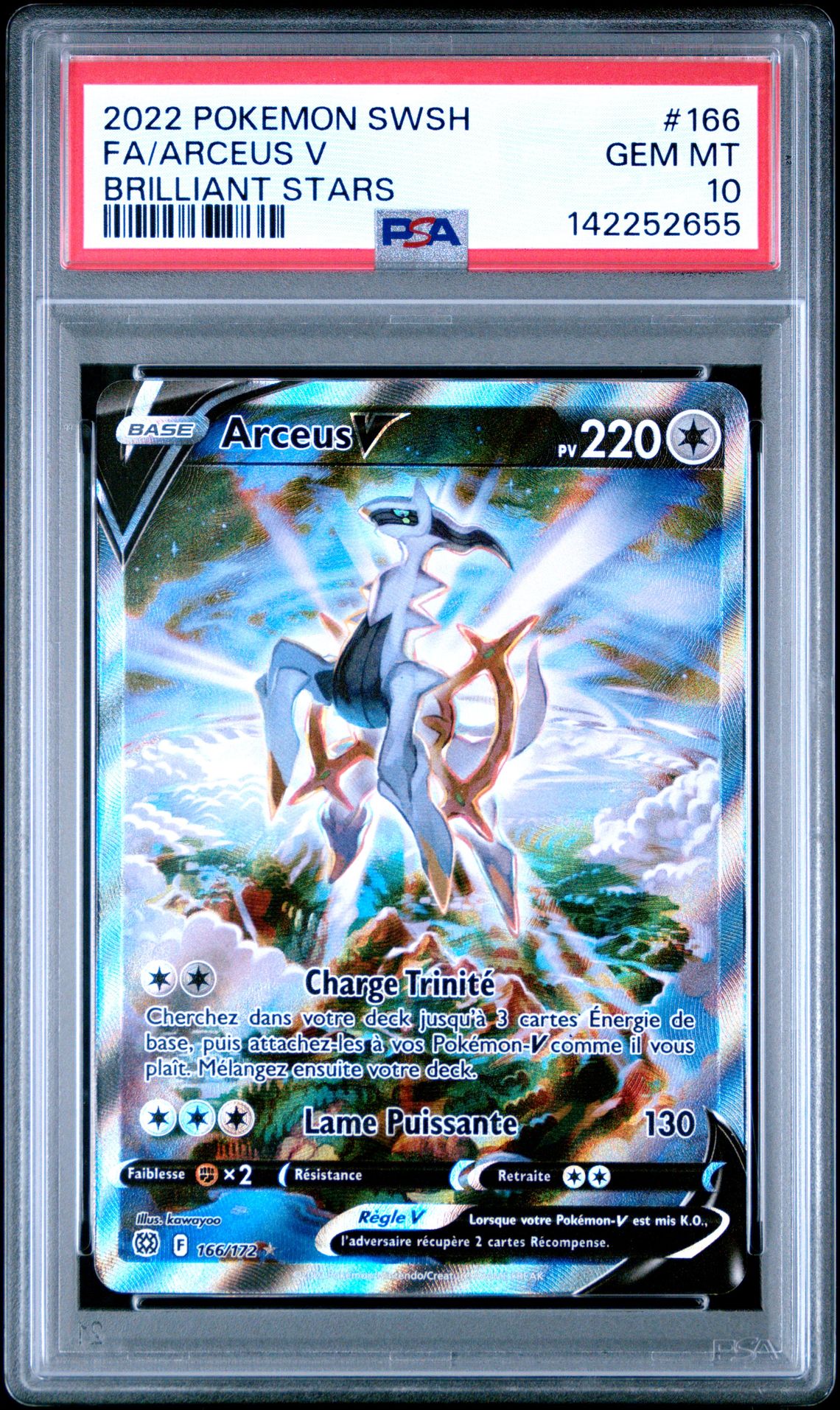 2022 Pokemon Sword & Shield Brilliant Stars Fa/Arceus V #166 (Brilliant Stars) Gem Mt 10 front