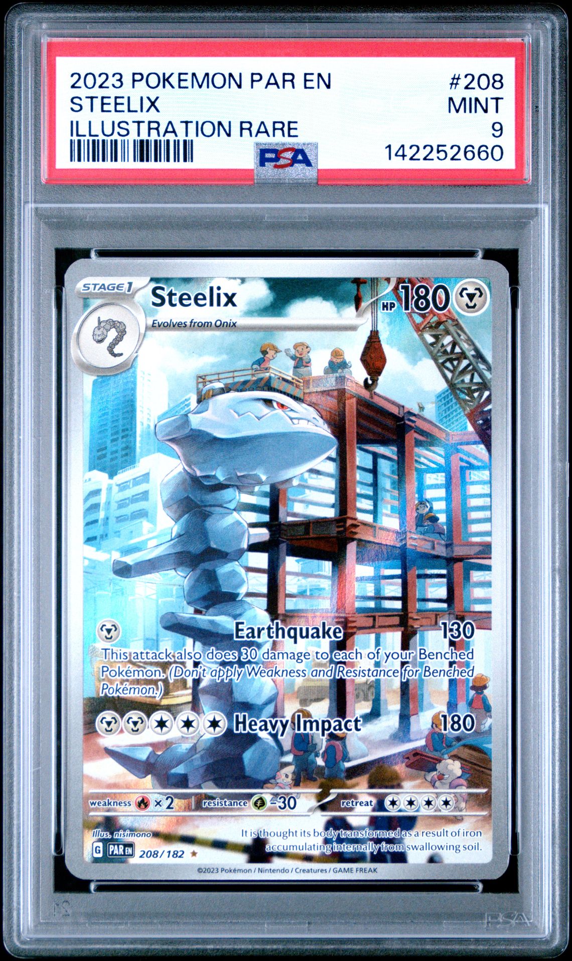 2023 Pokemon Par En-Paradox Rift Steelix #208 (Illustration Rare) Mint 9 front