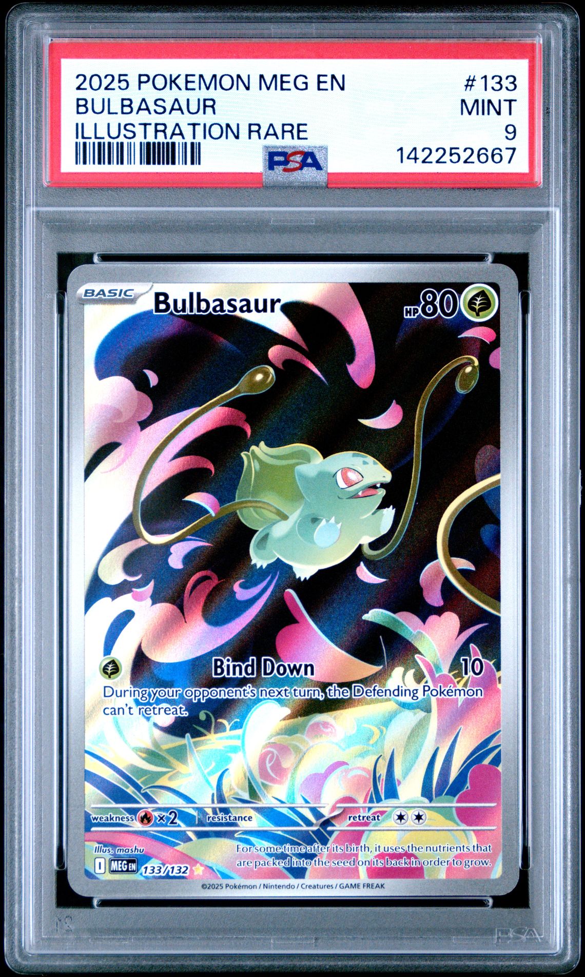 2025 Pokemon Meg En-Mega Evolution Bulbasaur #133 (Illustration Rare) Mint 9 front