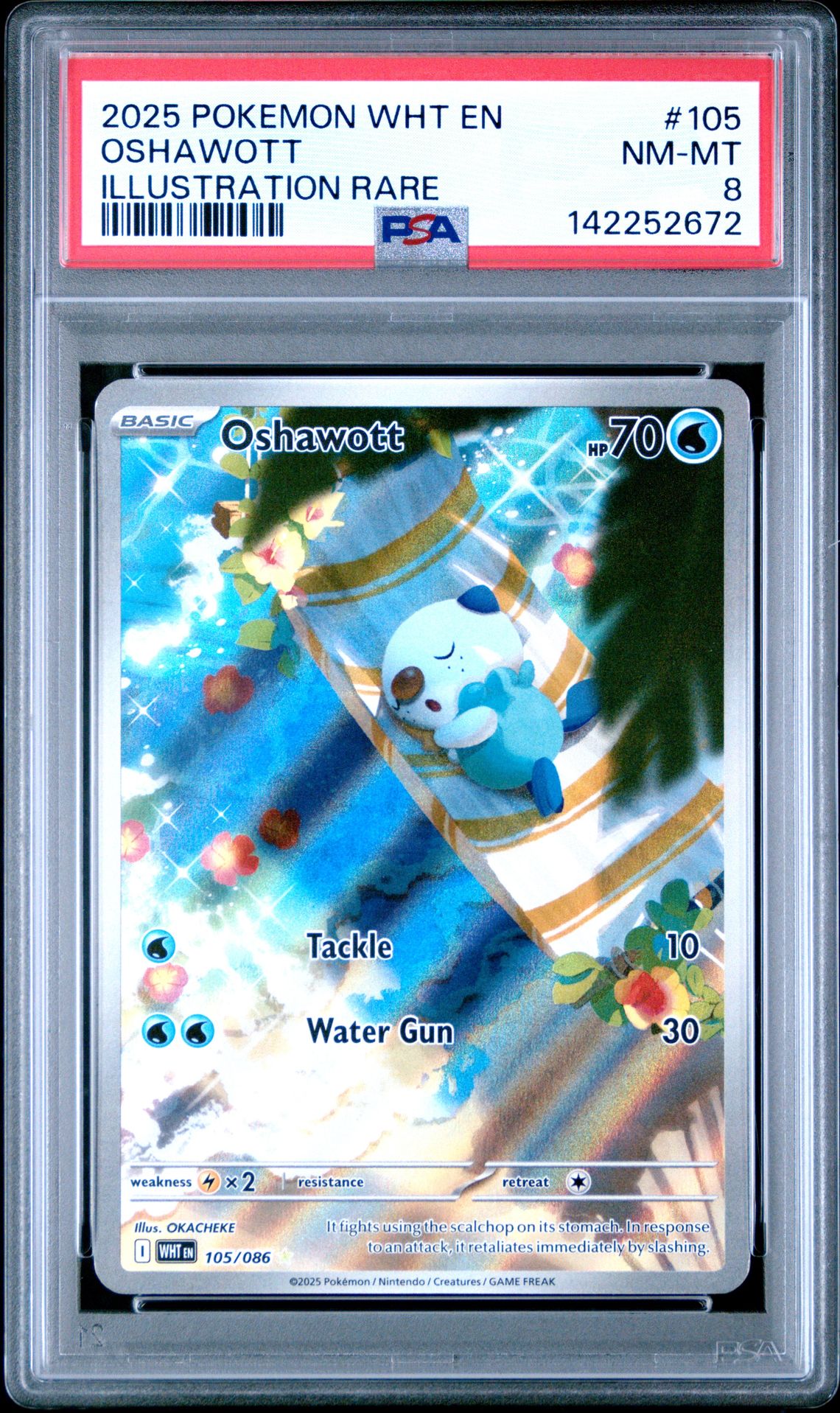 2025 Pokemon Wht En-White Flare Oshawott #105 (Illustration Rare) Nm-Mt 8 front