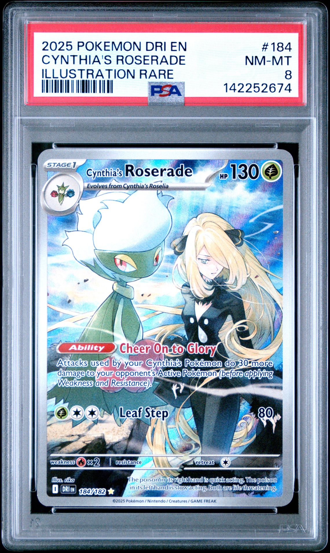 2025 Pokemon Dri En-Destined Rivals Cynthia's Roserade #184 (Illustration Rare) Nm-Mt 8 front