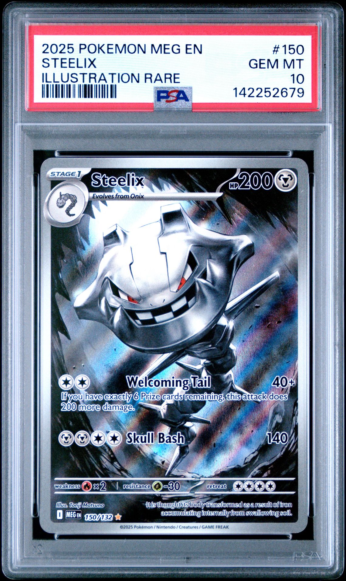 2025 Pokemon Meg En-Mega Evolution Steelix #150 (Illustration Rare) Gem Mt 10 front
