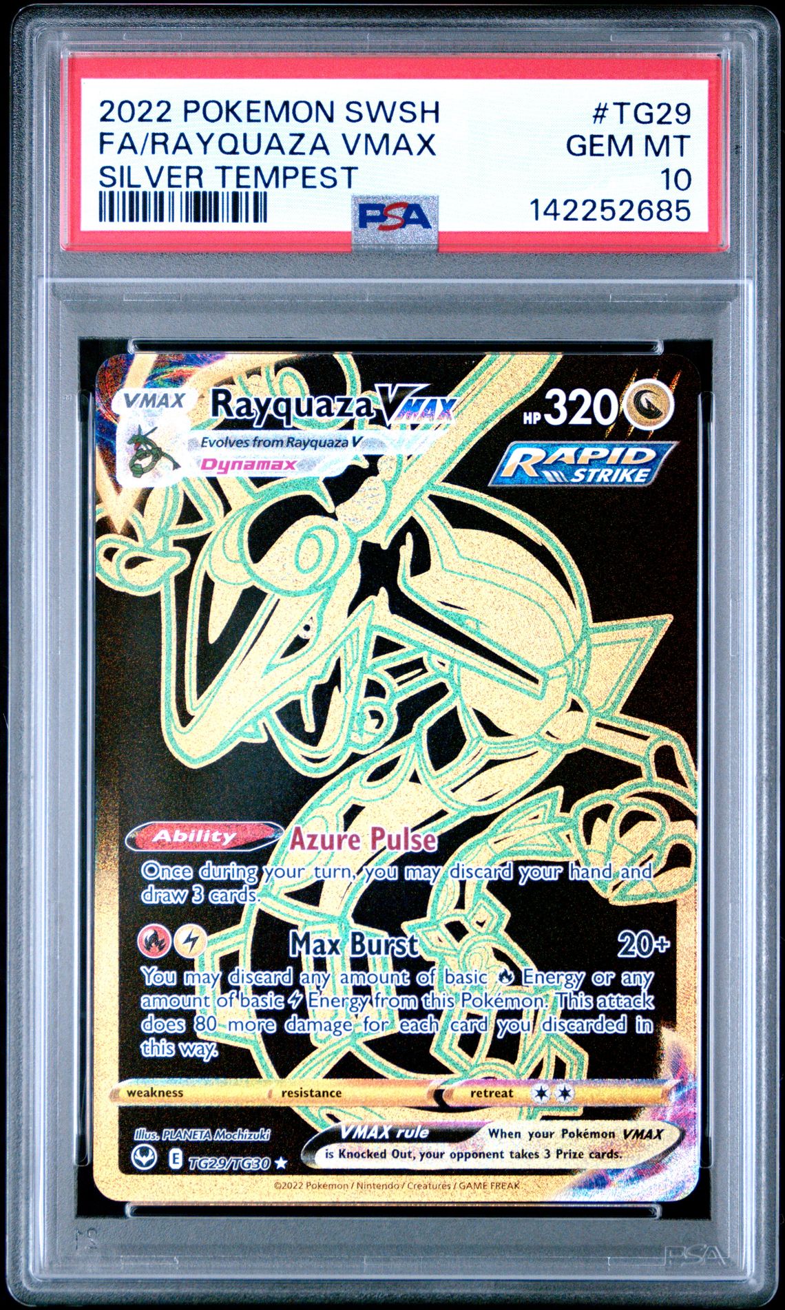 2022 Pokemon Sword & Shield Silver Tempest Fa/Rayquaza Vmax #Tg29 (Silver Tempest) Gem Mt 10 front