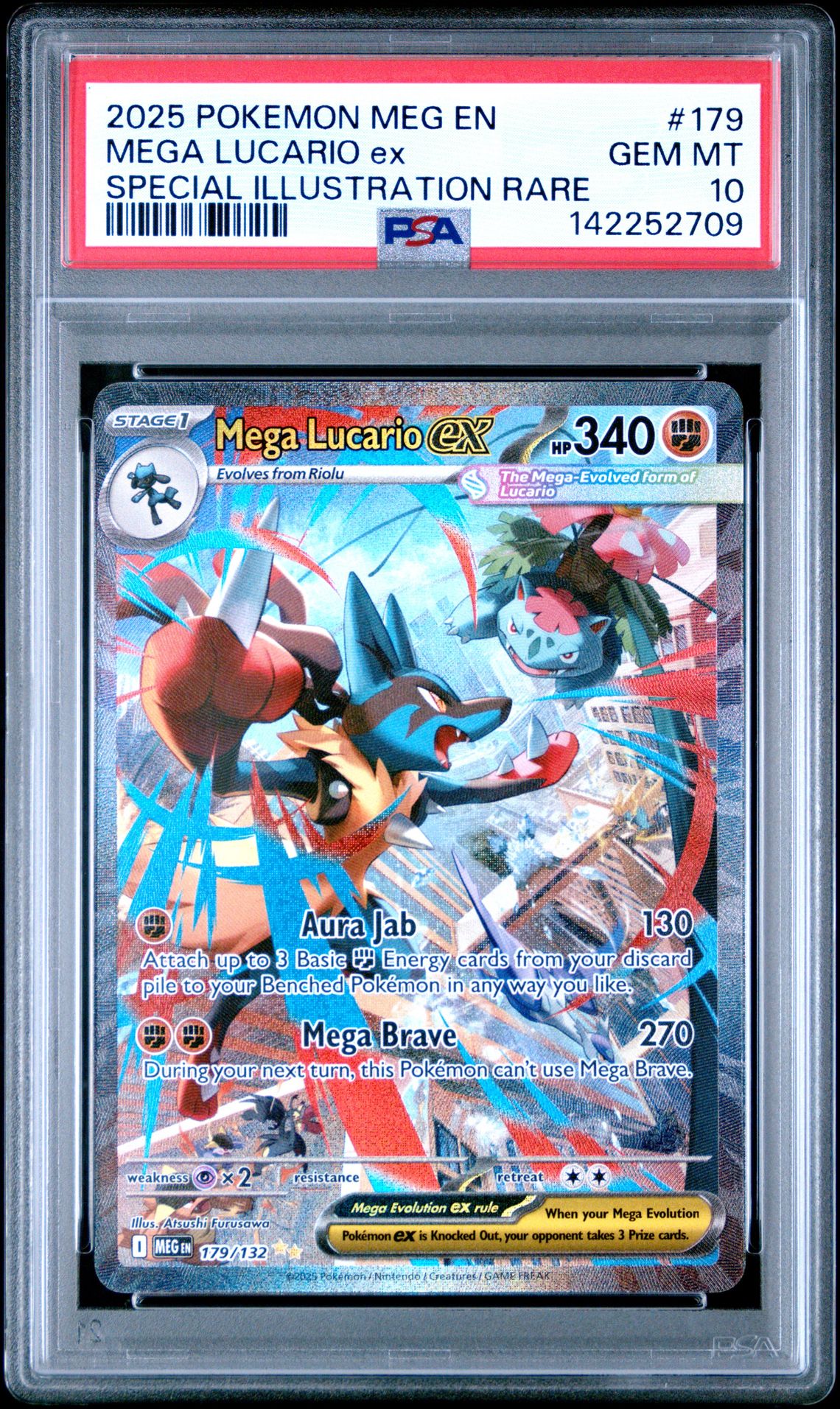 2025 Pokemon Meg En-Mega Evolution Mega Lucario Ex #179 (Special Illustration Rare) Gem Mt 10 front
