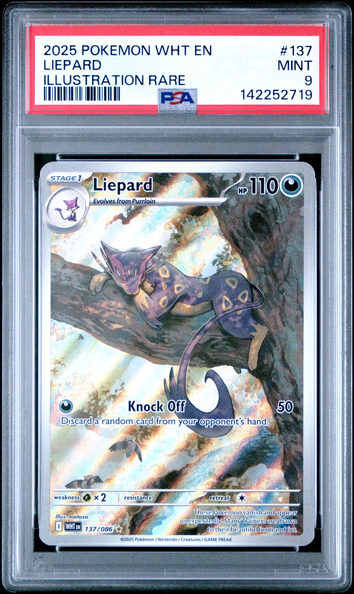 2025 Pokemon Wht En-White Flare Liepard #137 (Illustration Rare) Mint 9 front