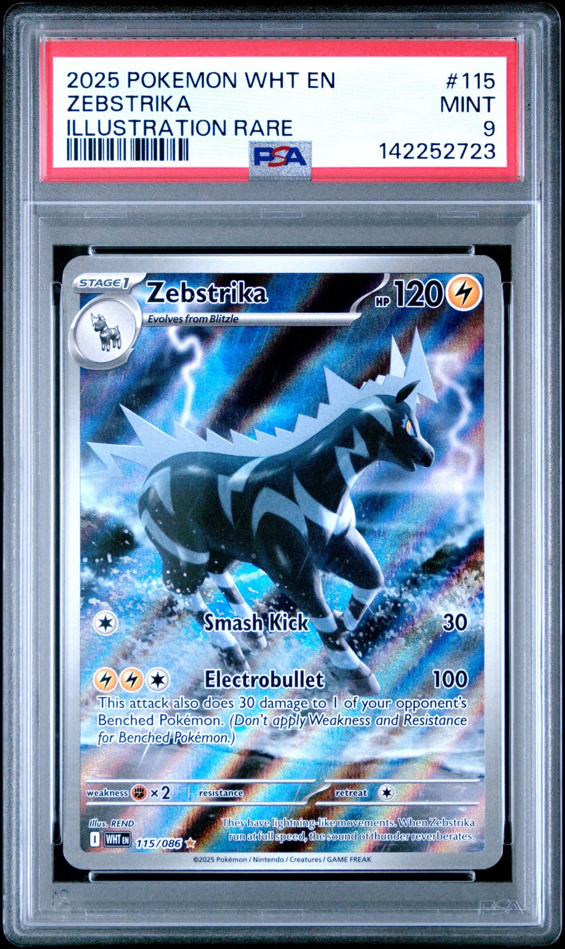 2025 Pokemon Wht En-White Flare Zebstrika #115 (Illustration Rare) Mint 9 front